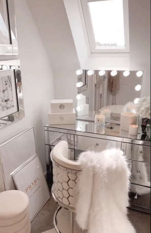 KC FURN Glen Mirrored Dressing Makeup Table