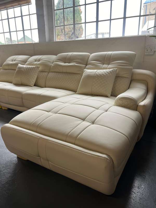 KC FURN Pedro Full Leather Corner Lounge Suite