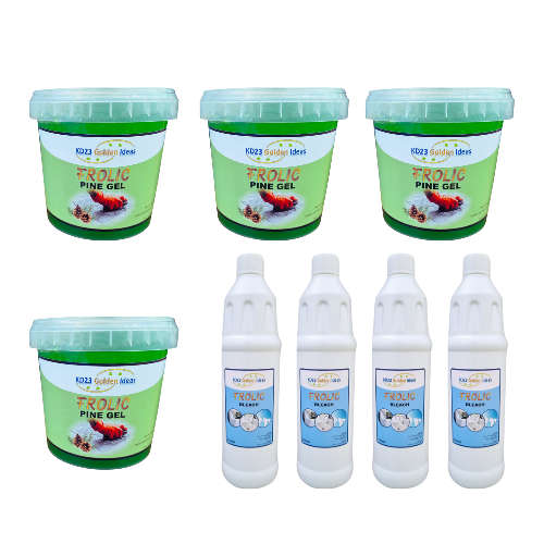 4x Frolic Pine Gel 1L & 4x Frolic Bleach 750ml