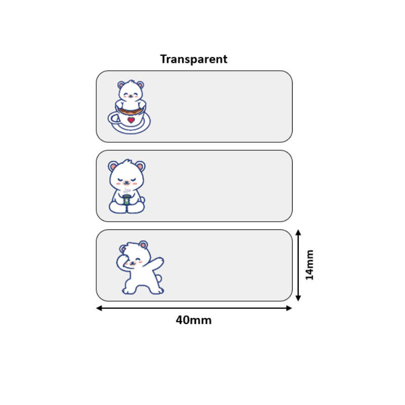 D110 Themed - Transparent Lazy Bear 14x40mm (160 labels)