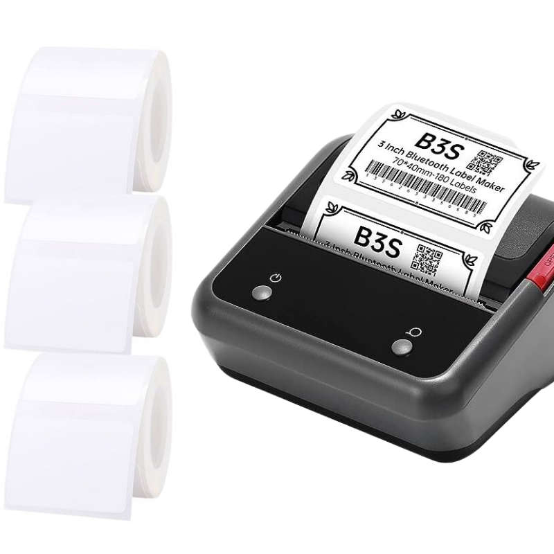 3 White Labels + Niimbot B3S Thermal Label Printer Bundle