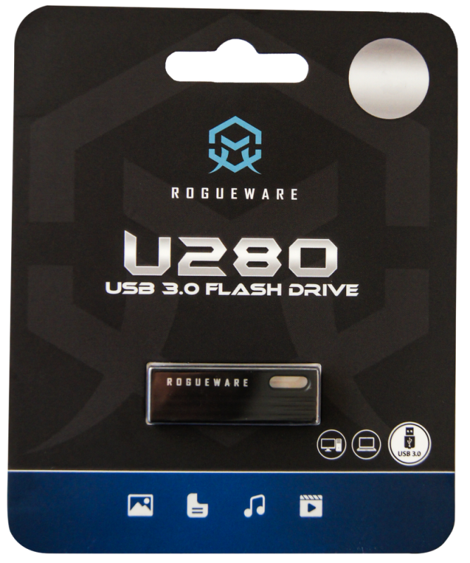 Rogueware U280-U3 32GB Metal Capless USB 3.0 Flash Drive - Black