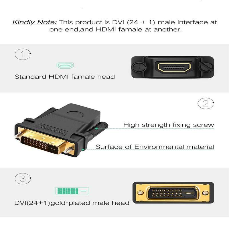 UGreen DVI-D Male to HDMI Female Adapte