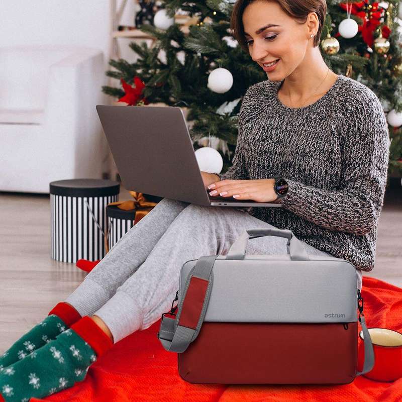 Astrum 15 Inch Oxford Laptop Shoulder Sling Bag - Red & Grey