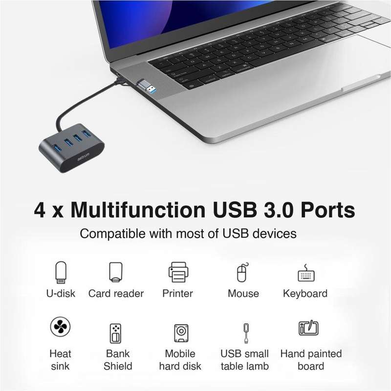 Astrum 2 in 1 4 Port USB 3.0 Multi-Port Hub - UH350