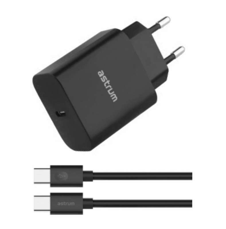 Astrum 3A USB-C PD 20W Quick Travel Wall Charger + USB-C Cable - Pro PD20 (Black)