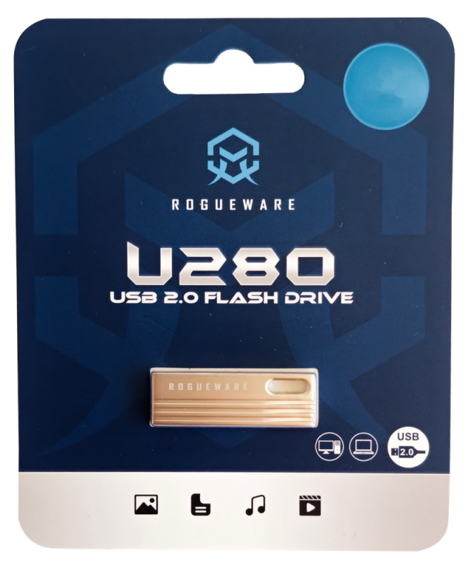 Rogueware U280-U3 64GB Metal Capless USB 2.0 Flash Drive - Sliver