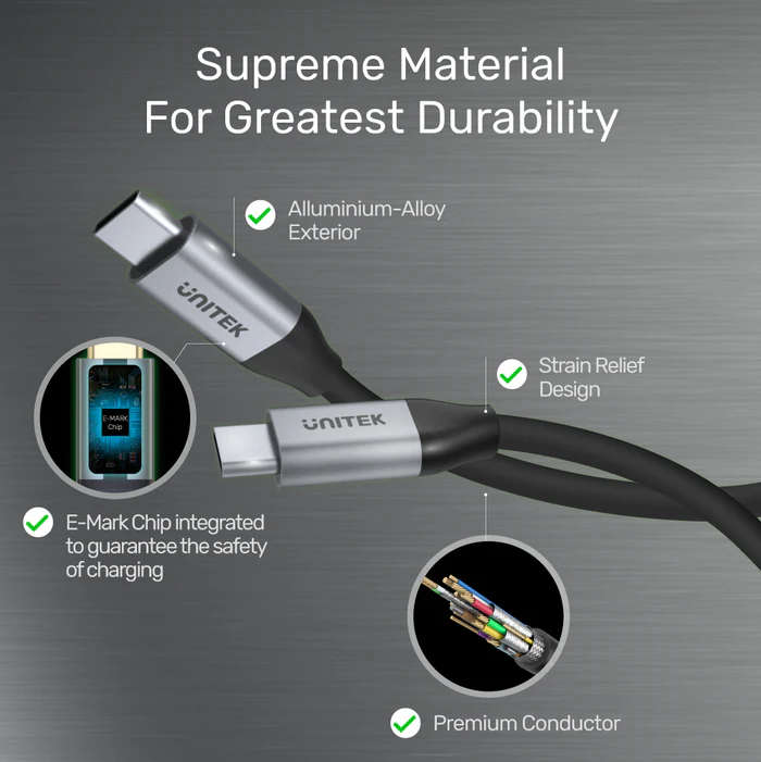 Full-Featured USB-C 100W PD Fast Charging Cable with 4K@60Hz and 5Gbps (USB 3.0) (2M)