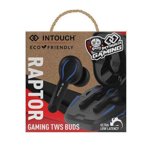 INTOUCH Raptor True Wireless Gaming Buds (Black and Blue)