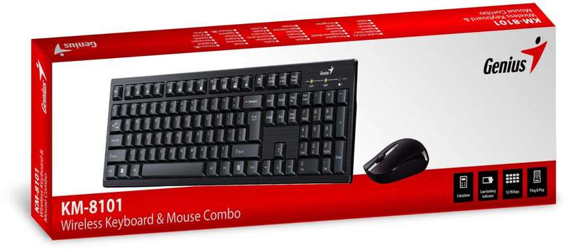 Genius KM-8101 Wireless Keyboard and Mouse Combo (Black)