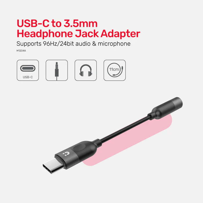 USB-C to 3.5mm Headphone Jack Adapter for Stereo Audio