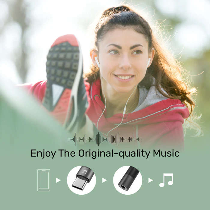USB-C to 3.5mm Headphone Jack Adapter for Stereo Audio