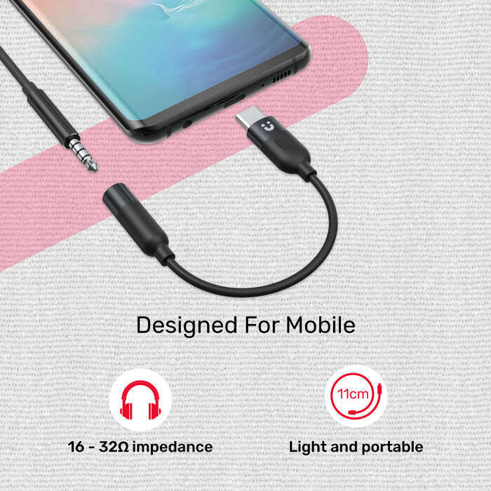USB-C to 3.5mm Headphone Jack Adapter for Stereo Audio