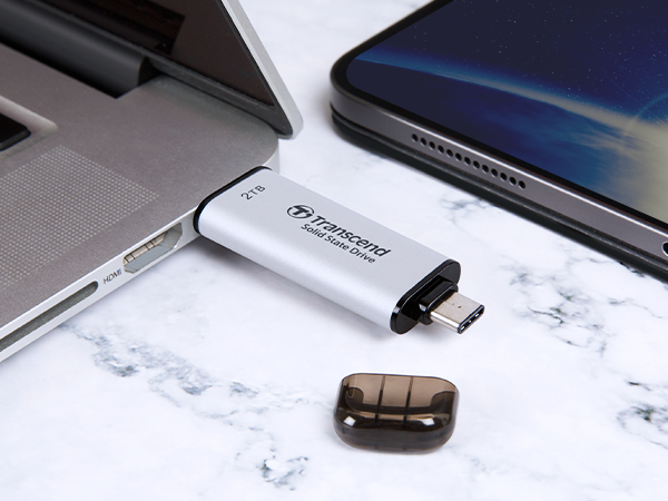 Transcend 512GB  USB3.2 Type c and a otg compact portable ssd