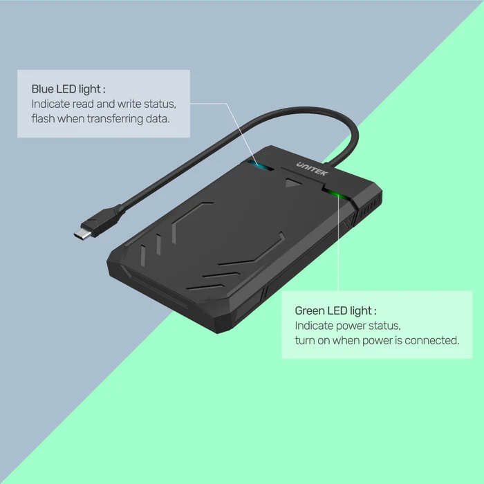 DiskGuard Raiden 2.5" USB-C to SATA III 2.5 HDD/SSD Hard Disk Enclosure