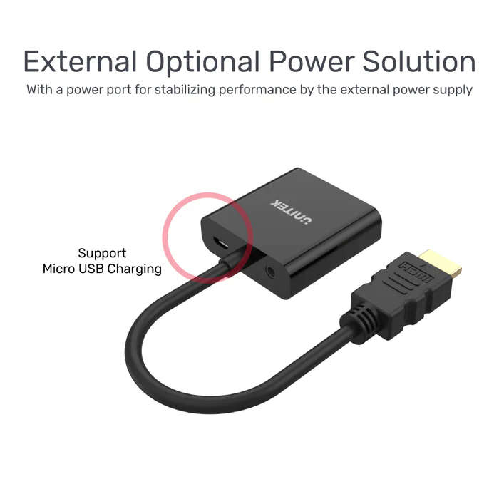 HDMI to VGA Adapter with 3.5mm for Stereo Audio plus Mini & Micro HDMI Adapter