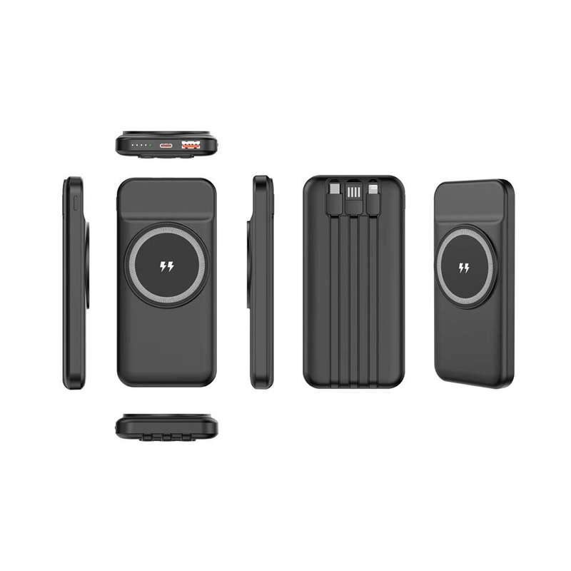 10,000Mah 15W Magnetic Wireless Power bank With Built In Charging Tables  Type-C & Lightning