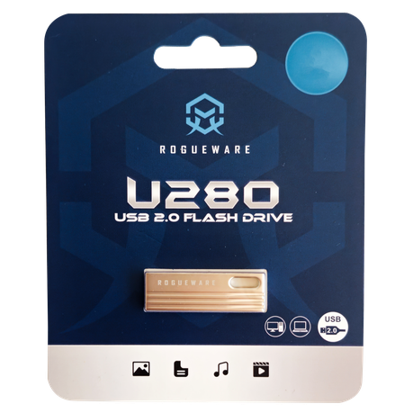 Rogueware Silver 16GB Metal Capless USB 2.0 Flash Drive