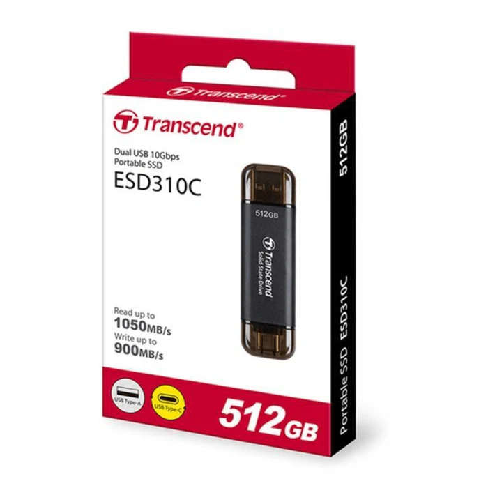 Transcend 512GB  USB3.2 Type c and a otg compact portable ssd