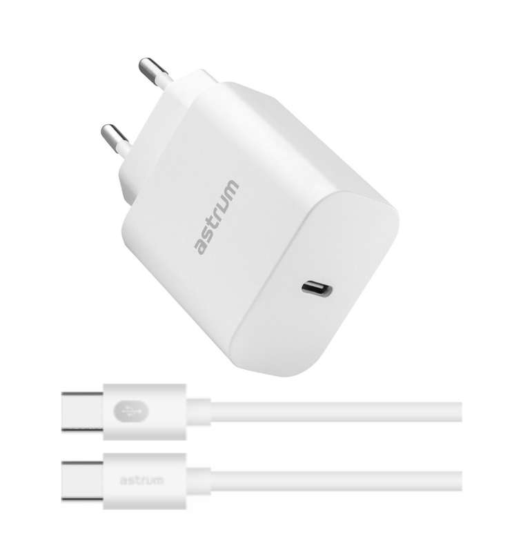 Astrum 3A USB-C PD 20W Quick Travel Wall Charger + USB-C Cable - Pro PD20