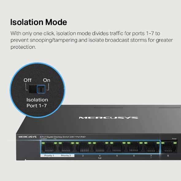8-Port Gigabit Desktop Switch with 7-Port PoE+