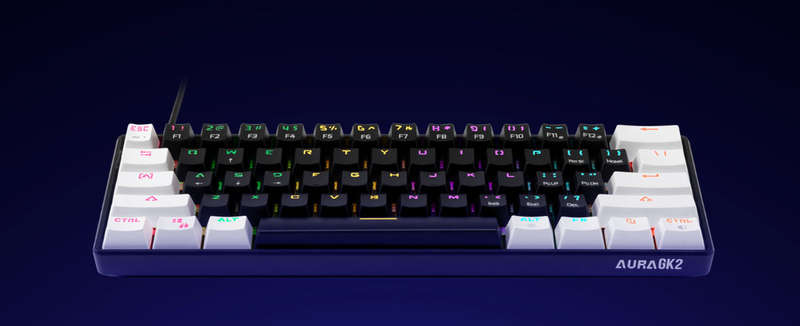 Gamdias AURA GK2 60% RGB Gaming Keyboard - Stylish Black & White Design