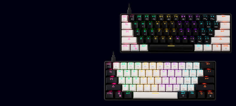 Gamdias AURA GK2 60% RGB Gaming Keyboard - Stylish Black & White Design