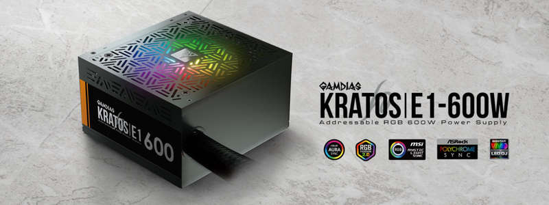 Gamdias KRATOS E1-600 RGB 600W Power Supply / Meet 80% Efficiency / 30 built-in lighting effects ...