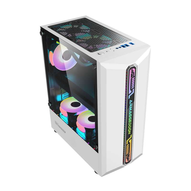 Armaggeddon Tritron Pro 300 ATX Gaming Case with 3x ARGB Fans - White