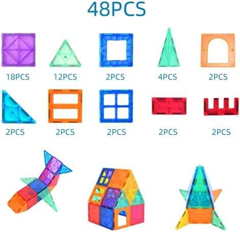 48pcs Magnetic 3D Building Tiles
