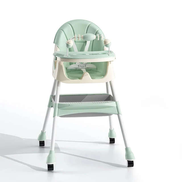 Baby Dining Chair Children Multifunctional Foldable High Chair-Green