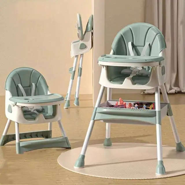 Baby Dining Chair Children Multifunctional Foldable High Chair-Green