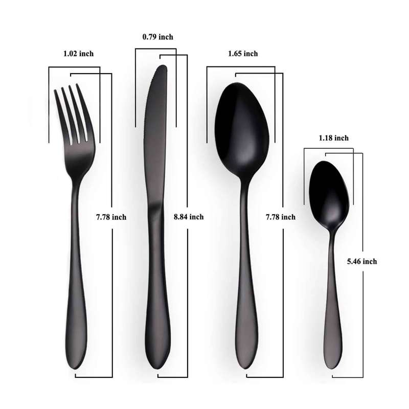 KD kitchen cutlery stainless steel dining set Black (x4)