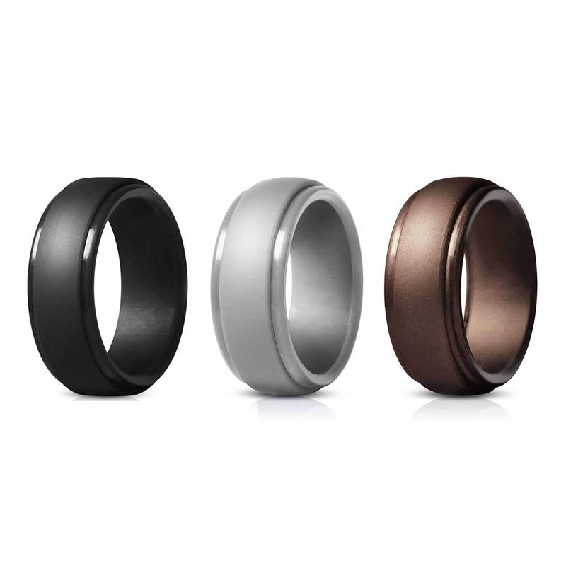 Killer Deals Men's Wedding/Commitment/Exercise Silicone Rings (3-Pack Combo)- 7 Sizes - 13/Z+1