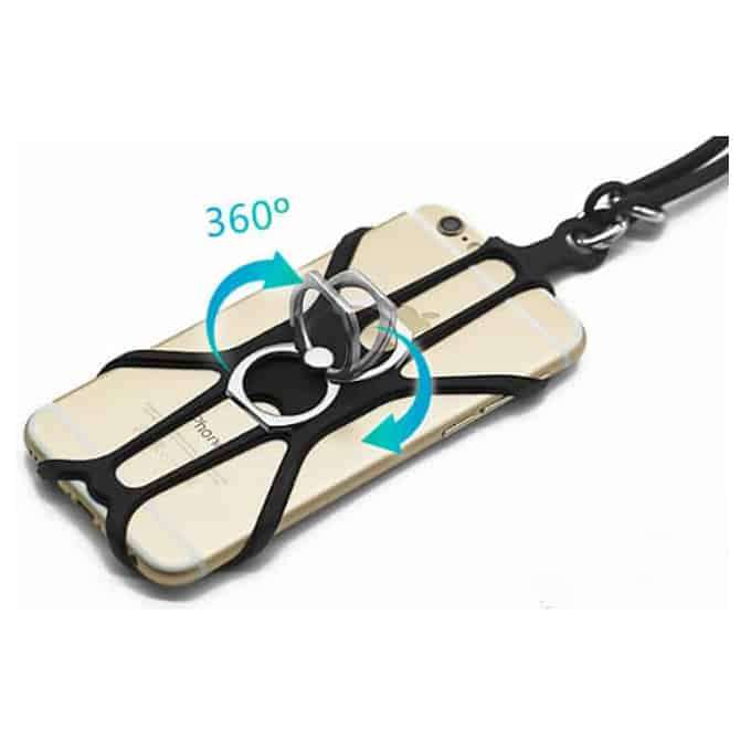 Killer Deals Universal Cell Phone Webbed Silicone Holder Including Lanyard and Ring Stand