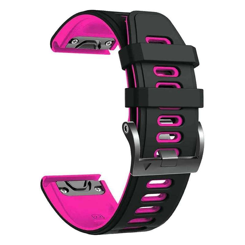 Killer Deals Quick Release Silicone band for Garmin 26mm Fenix 5X/6X/3/3HR - Black & Pink