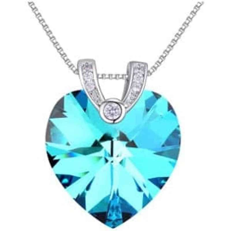 Killer Deals Titanic Crystal Blue Sapphire Love Heart Pendant Necklace