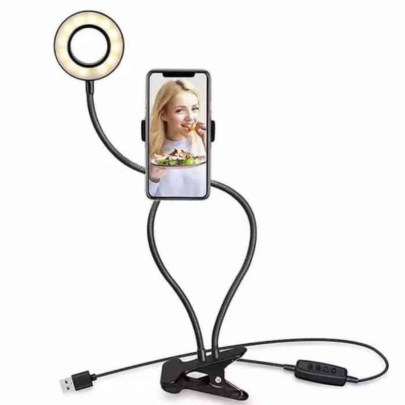 Killer Deals Lazy Bracket 2-in-1 Phone Holder & Selfie Light Desk Clamp