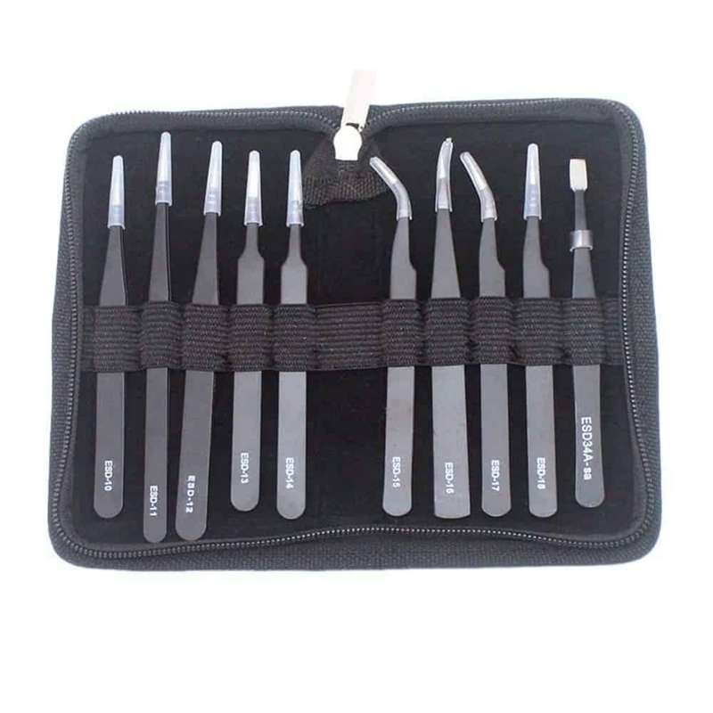 Killer Deals 10-Piece Stainless Steel Anti-Static/Corrosion Precision Tweezer Set
