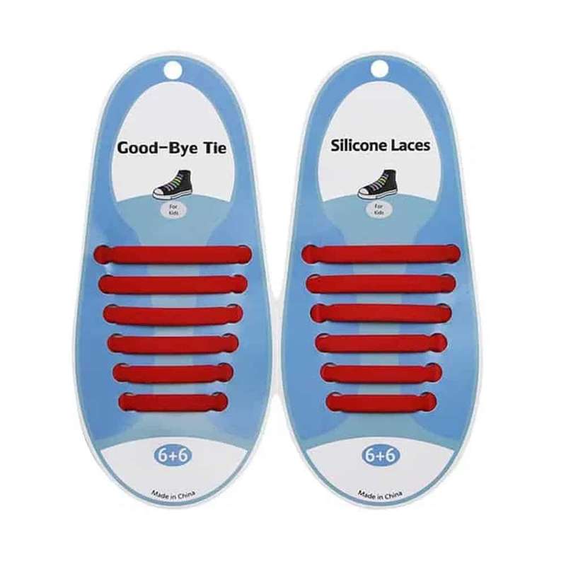 Killer Deals elastic lazy no-tie silicone speed laces - Red (Adults)