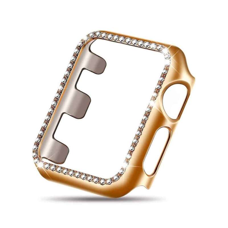 Killer Deals 42mm Apple Watch Rhinestone PC Shiny Protective Frame - Rose Gold