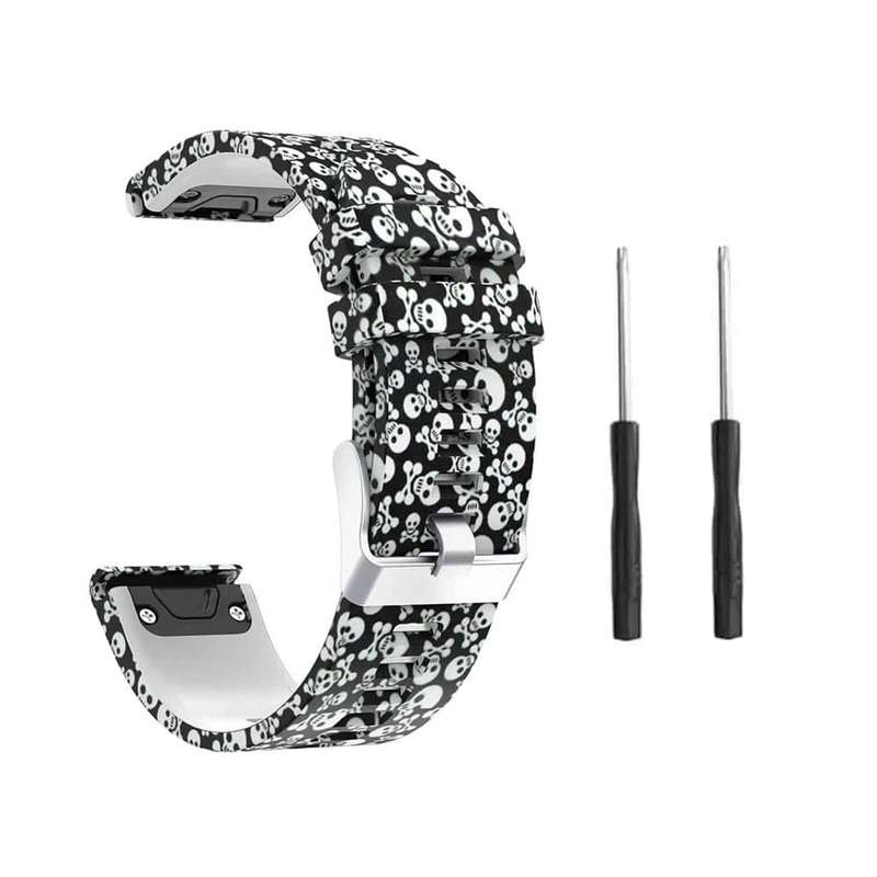 Killer Deals 22mm Silicone Strap for Garmin Fenix 5/6/ 935/ 945/ S60/ S62- Skulls