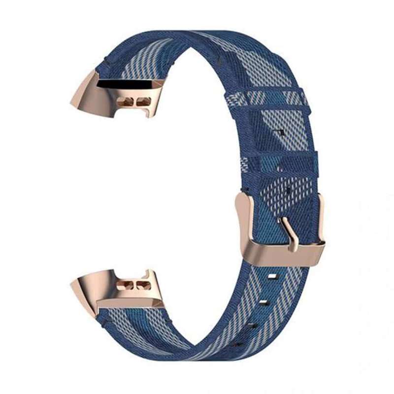 Nylon Band for Fitbit Charge 3/SE/4 - Navy stripe
