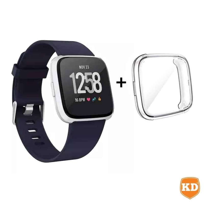 Killer Deals Navy Silicone Strap (M/L) + TPU Case Combo for Fitbit Versa