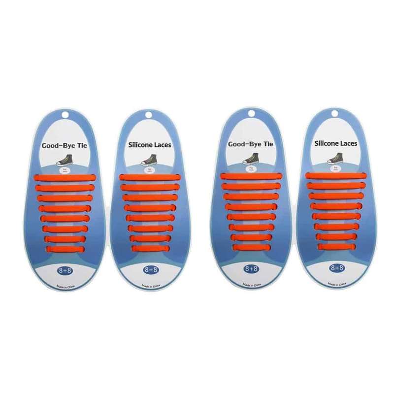 Killer Deals elastic lazy no-tie silicone speed laces - Orange (Adults)(x2 Combo)