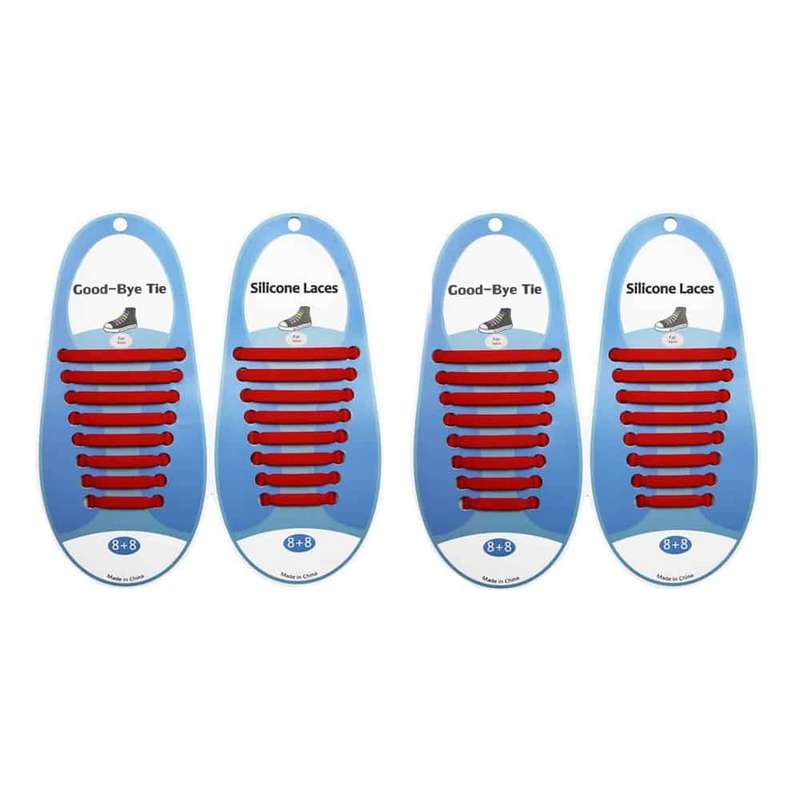 Killer Deals elastic lazy no-tie silicone speed laces - Red (Adults)(x2 Combo)