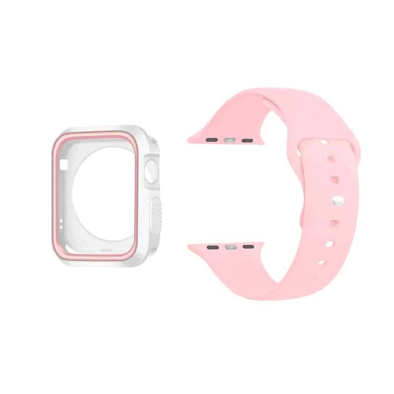 Killer Deals Silicone Strap & Case for 38mm Apple Watch- Pink & White