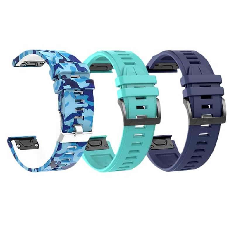 Killer Deals 22mm Garmin Fenix 5/6/935/945/S60 Silicone Strap- Frost/Midnight/Camo Blue Combo