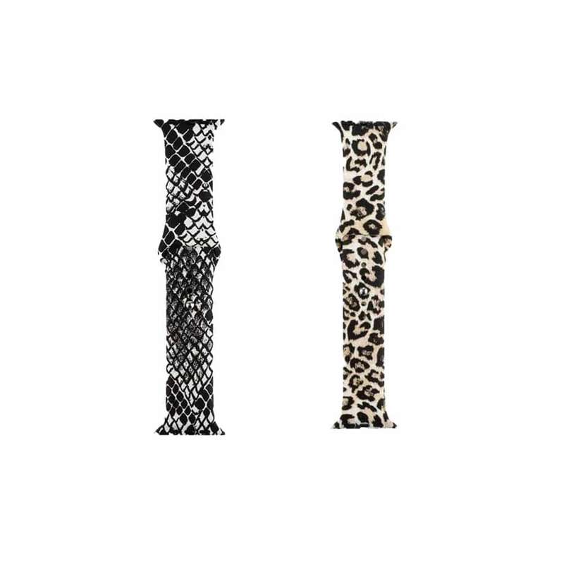 Killer Deals Silicone Strap for 38/40/41mm Apple Watch- Snake Skin & Leopard- S/M & M/L 2 Pack