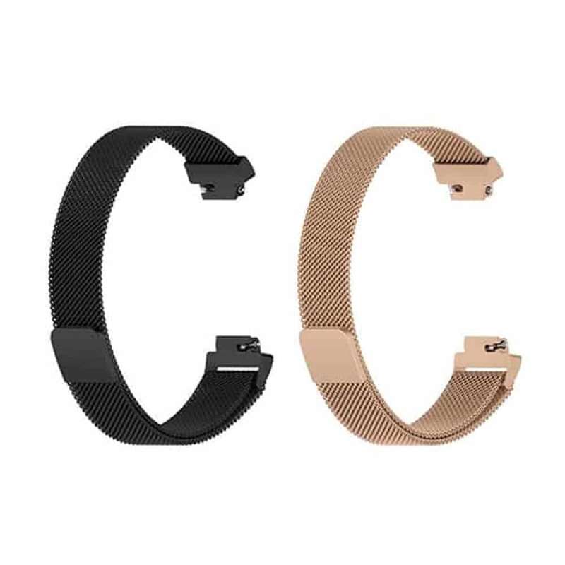 Killer Deals Milanese Stainless Steel Strap for Fitbit Inspire 2 (S/M)- Black/Rose Gold Combo